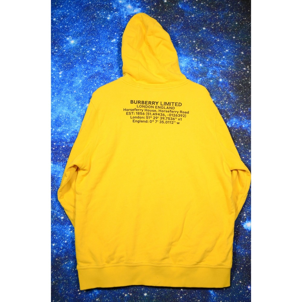 Burberry‎ Hoodie Mens Large Yellow Horseferry Limited London Graphic Pullover